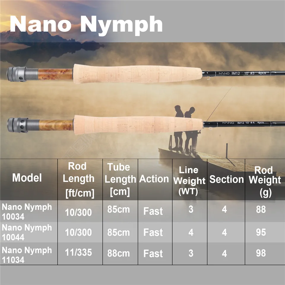 Maximumcatch NANO Nymph 10 футов/11 футов 2/3/4wt Fly Удочка IM12 графит углеродное волокно быстрое