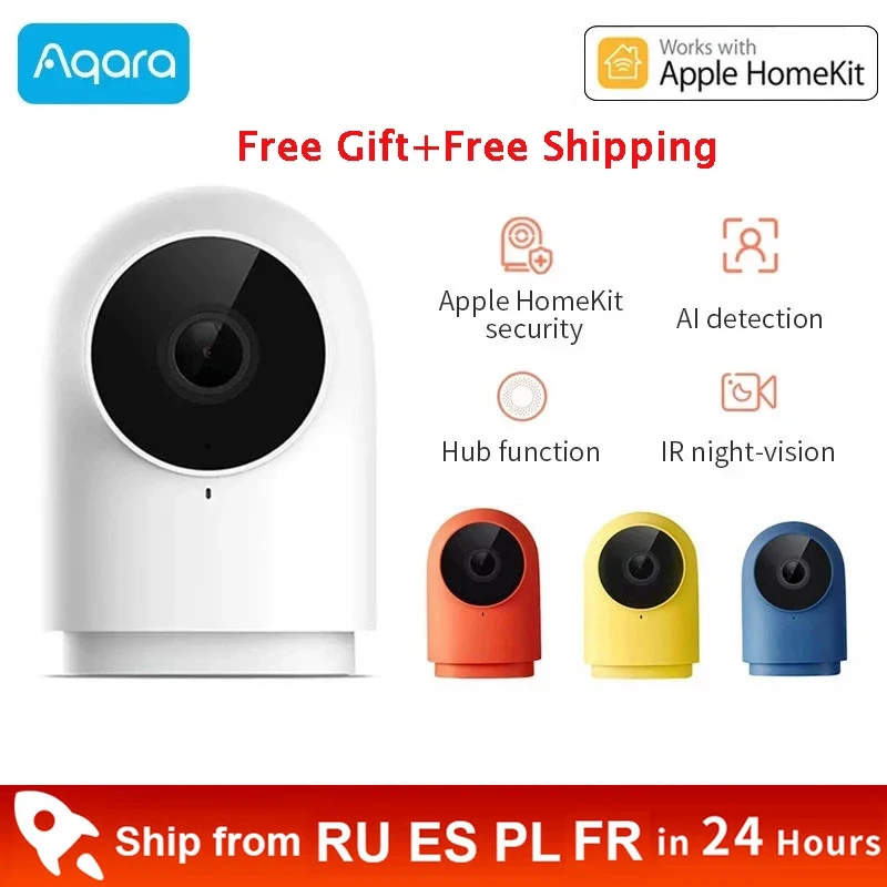 Xiaomi-cámara inteligente Aqara G2H, 1080P, Gateway Hub Edition, visión nocturna, móvil, para Apple HomeKit, Zigbee, cámara de seguridad para el hogar inteligente