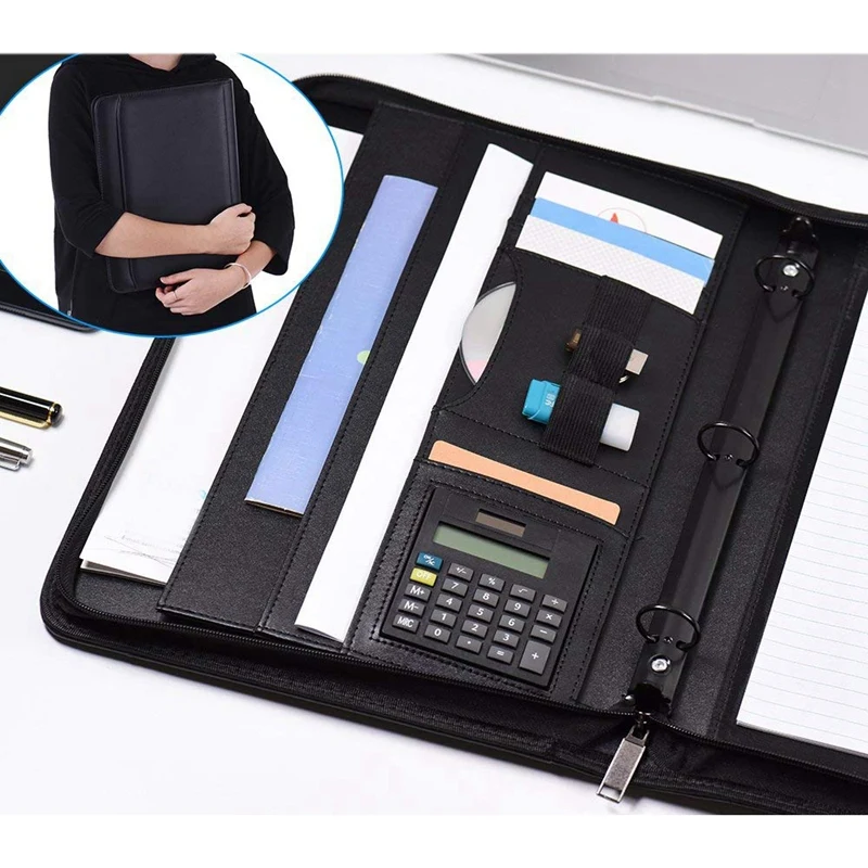 A4 кожаный бизнес-портфель держатель для портфолио с визитной карточкой U флэш-диск держатель блокнот для заметок отрывная петля