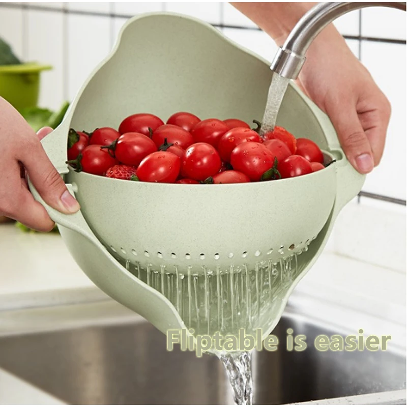 Ротационная двухслойная корзина для слива фруктов вращающаяся пластиковая