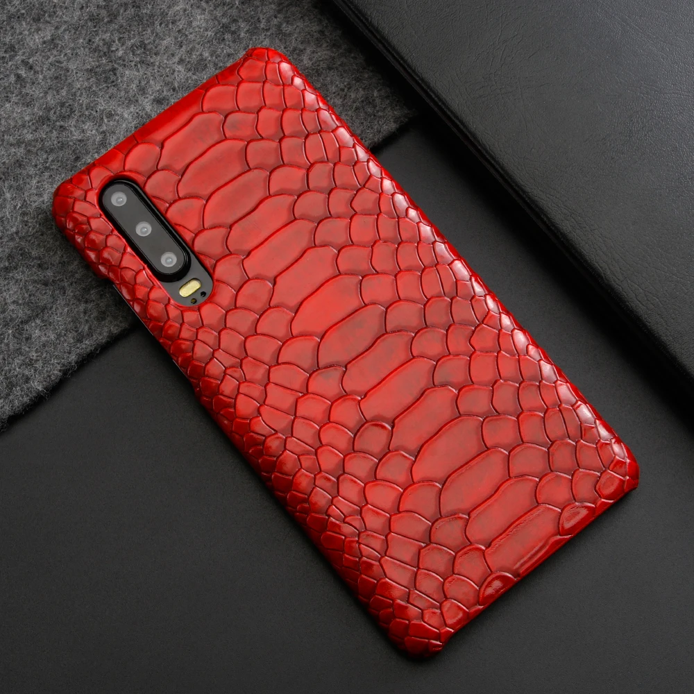 Змеиный узор чехол для телефона huawei P20 P30 mate 20 30 Pro Lite Модный Роскошный кожаный чехол винтажный Простой деловой стиль - Цвет: Красный