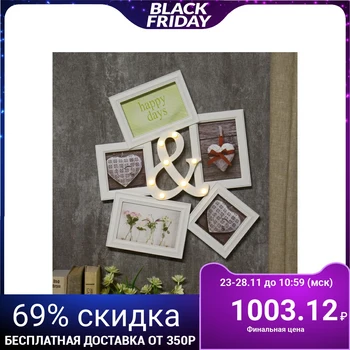 

Photo frame plastic for 5 photos 10x10, 10x15 cm light 8 diodes "I" white 45x35.5 cm 4146844