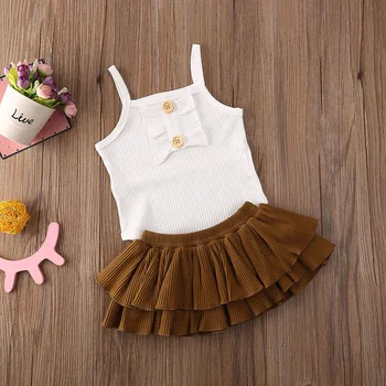 

New Infant Baby Girl Summer Sleeveless Sling Flower Print Tops Romper+Tutu Skirt Dress Knitted Clothes Sunsuit Set Cotton Outfit