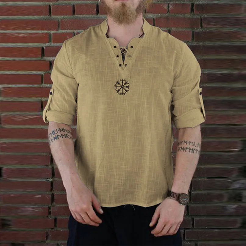 Men's Summer New Style Fashionable Running t-shirt Personality Cotton-linen Pure Longsleeved Top #2L29 (18)