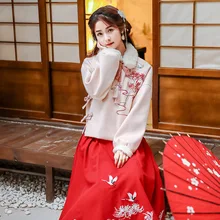 Вышивка Hanfu Женские китайские танцевальные костюмы зимнее платье феи праздничный наряд певцы Восточное представление одежда DC3162