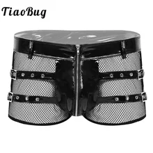 TiaoBug, сексуальное мужское нижнее белье из лакированной кожи с эффектом мокрого вида, трусы-боксеры с низкой розой на молнии спереди, шорты для геев, плавки, трусы