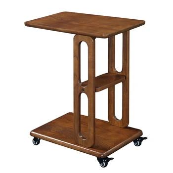 

Nordic Light Luxury Sofa Side Table Removable All Solid Wood Bedside With Wheels Small Coffee Sitting Corner Simple