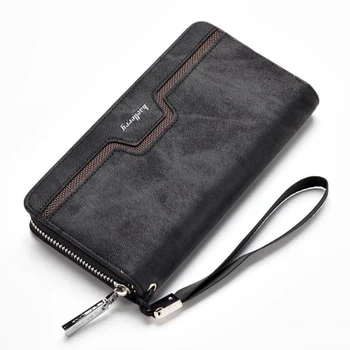 

Baellerry Men Wallets Large Capacity Phone Purse Zipper Long Wallet Men Clutch Bag Casual PU Leather Male Wallet with Wristlet