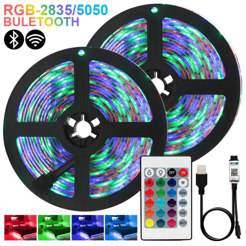 LED RGB 2835 DC de tira bluetooth fita flexível diodo pc tv backlight 5V luzes USB 3key controle irneon | Освещение