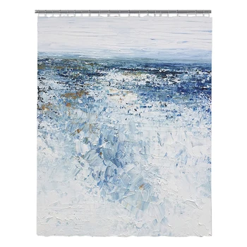 

180x180cm Accessories Soft Bathroom Decor Easy Install Washable Nature Landscape Shower Curtain Fashion Polyester With Hooks