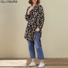 2020 New Spring Summer Lady Tops Tunic Oversize Chiffon Vintage Leopard Loose Casual Long Sleeve Plus Size Women Blouse Shirts