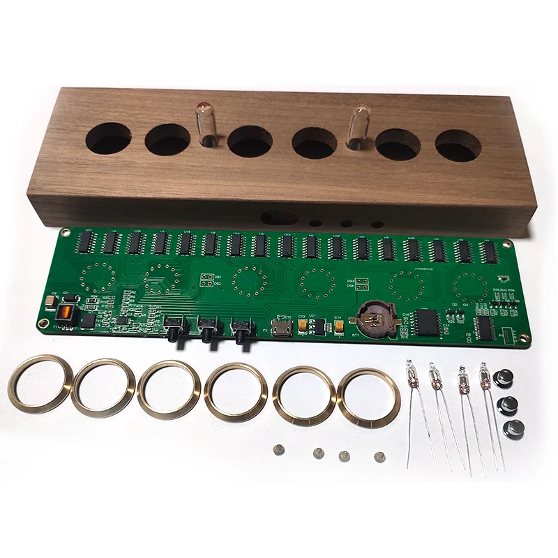 

In14 Glow Tube Electronic Tube Clock Boyfriend Girlfriend Exquisite Walnut Wood Classical In-14 DIY Luminous Digital Clock