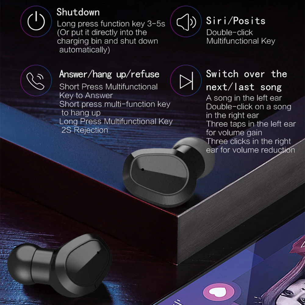 Bluetooth гарнитура H3 Bluetooth 5,0 наушники IPX7 Водонепроницаемый стерео Шум снижение спортивные наушники с зарядный чехол