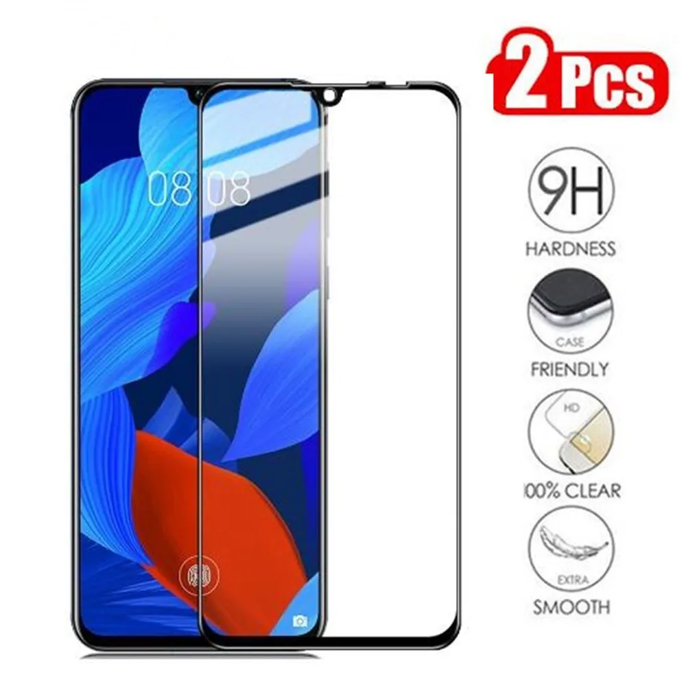 

2PCS Tempered Glass Full Coverage Film for Huawei Nova 5 5i Pro P30 Lite P20 Pro Y9 2019 Screen Protector For Honor 8X 8C 9 Lite