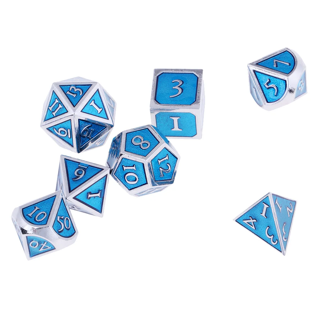 Board Gaming Dices Set of 7 Dice Poly Polyhedral Dice D4 D6 D8 D10 D12 D20 for Role Cup Player 