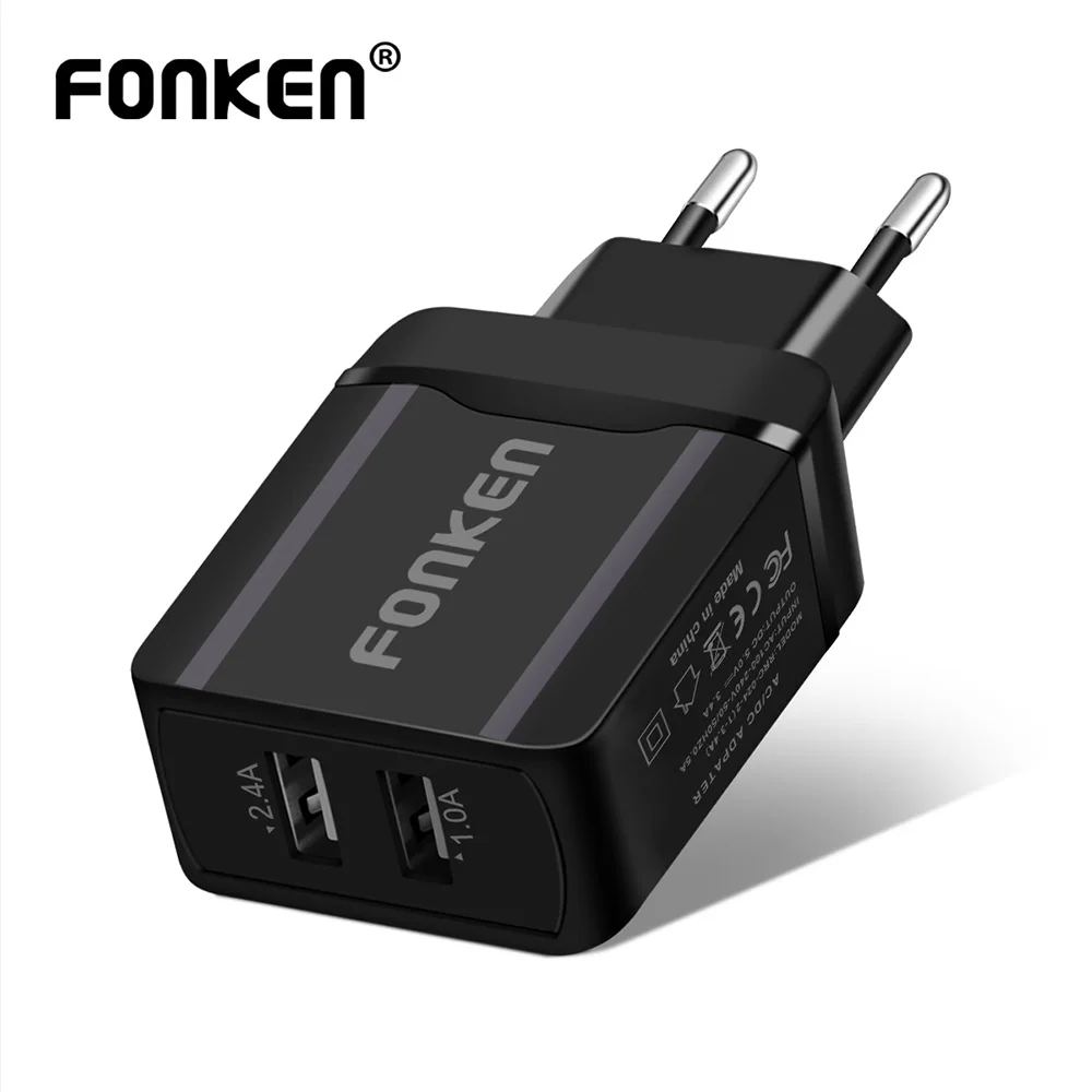 FONKEN Dual USB зарядное устройство для телефона 2 порта 5 в 3.4A телефон планшет универсальный настенный адаптер Смарт зарядное устройство для Samsung huawei Xiaomi