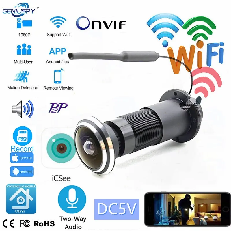 ICSEE Security 1080P Мини Wi Fi дверной глазок IP камера 1 78 мм рыбий глаз CCTV сетевая 2