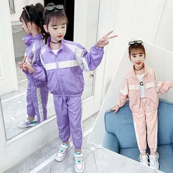 

Kids Sports Suit for Girls Clothes Tracksuit 4 6 8 10 12 Years Baby Girl Zipper Coat And Pants Autumn Children Clothing Sets