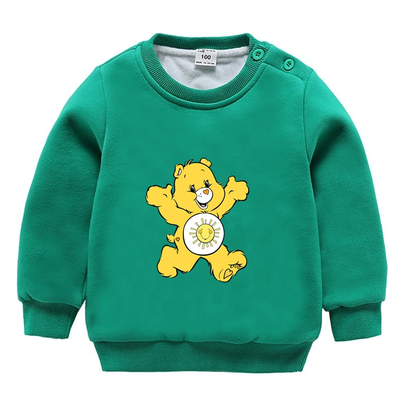 as picture Care Bears зимний вельветовый Свитшот От 3 до 9 лет для мальчиков и девочек, забавные скрещивающиеся цвет, Детские с О-образным вырезом для шеи, детские топы с рисунками из мультфильмов для малышей - Цвет: as picture