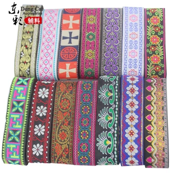 

5yards/piece Width 3.3cm Lace Fabric Webbing Strap National Embroidery Ribbon Cotton DIY Handmade Home Decoration Accessories
