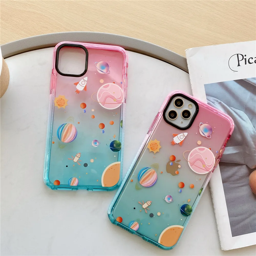 

Gradual space star Rainbow Cases For iPhone X XS Max XR Transparent Soft Fundas For iPhone 11 XR 7 8 Plus Clear Acrylic Covers