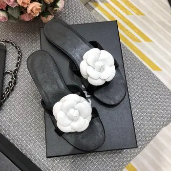 

Camellia Shoes Women High Quality Fashion Slippers Indoor Shoes Flats New Summer Sheepskin Soft Shoes Outdoor Female Slippers