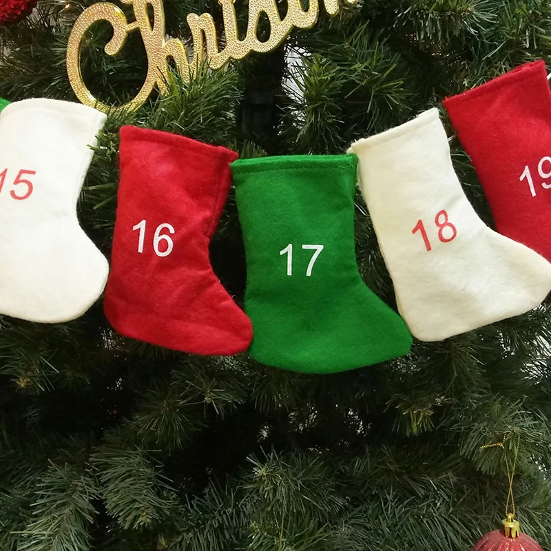 Christmas Stockings Advent Calendars 24 Days Countdown Advent Calendar Garland Stockings for Holiday Party Christmas