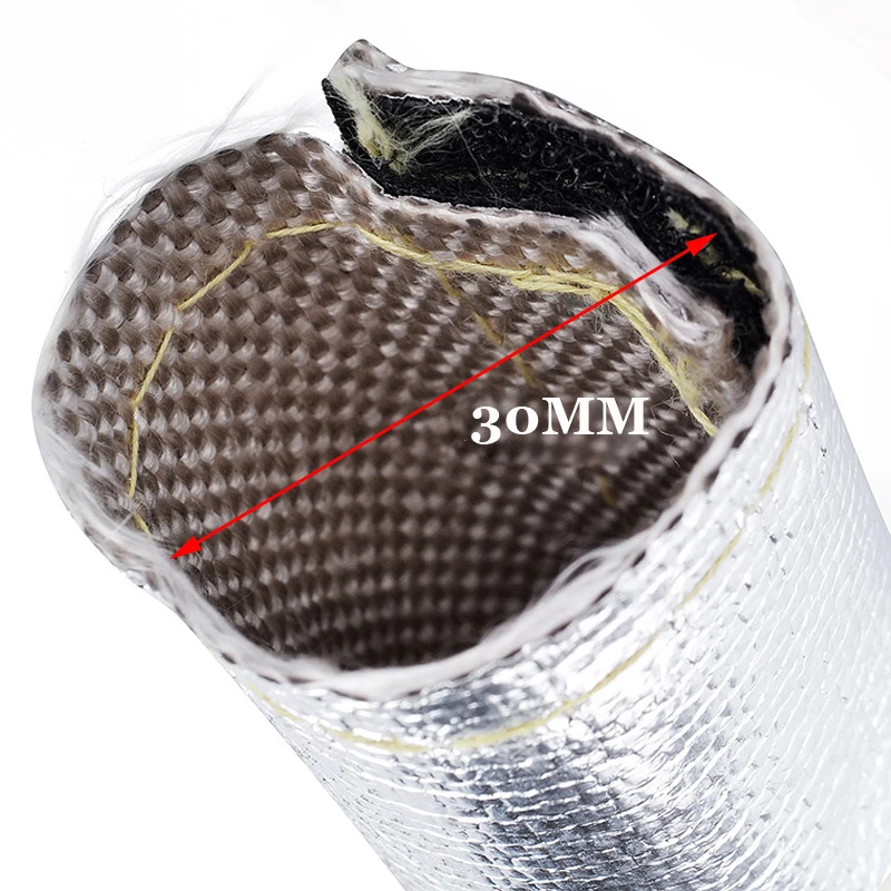 2M Metallic Heat Shield Thermal Fire Sleeve Insulated Wire Hose Wrap Loom Tube Protect Cover 30mm/20mm Sound Insulation Pad