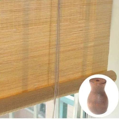 12pcs Brown Wood Tassel for Window Blinds White Cord Knobs Wooden Hanging Ball Pulls for Curtain Craft 5