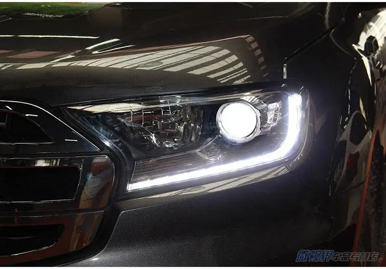 Высококачественный чехол для автомобиля для Ford Everest светодиодный головной светильник DRL Дневной ходовой светильник биксеноновый HID