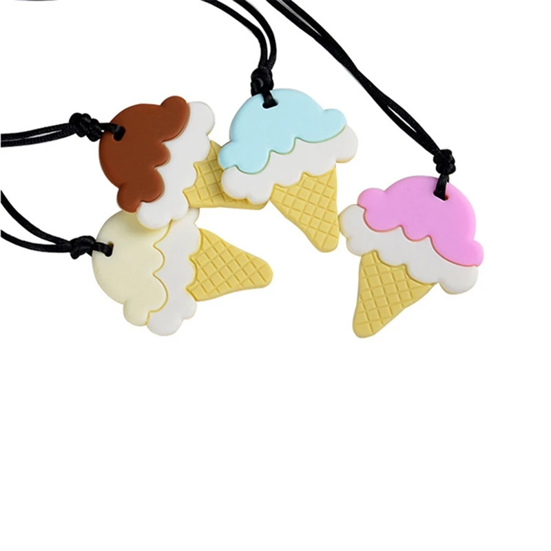 Силиконовый Прорезыватель мороженого жевательное ожерелье Пищевая силиконовая сенсорная Жевательная для прорезывания зубов игрушка для детей Детский аутизм ADHD