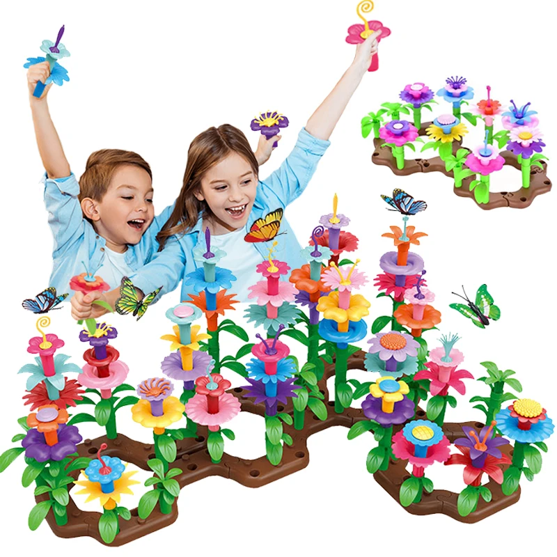 Flower Garden Building Toy for Kids,Growing Flower Blocks Playset for Kids,  DIY Flower Garden Toys,Intelligence Development Creative DIY Assembly Gift
