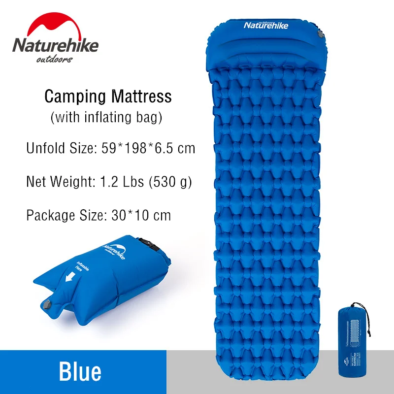 Naturehike легкий складной водонепроницаемый портативный одиночный надувной кемпинг надувной матрас спальный коврик альпинизмом спальный коврик - Цвет: Blue - (with bag)