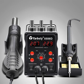 

Soldering Stations 8586D Double Digital Display 2 in 1 SMD Rework Solder Stations Hot Air Gun Solder Iron Than 8586 858D 858 898