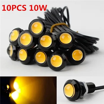 

DC 12V 10W 10Pcs DIY Eagle Eye LED Car Daytime Running DRL Brake Screw Lamp Headlight Amber Waterprooof Dustproof