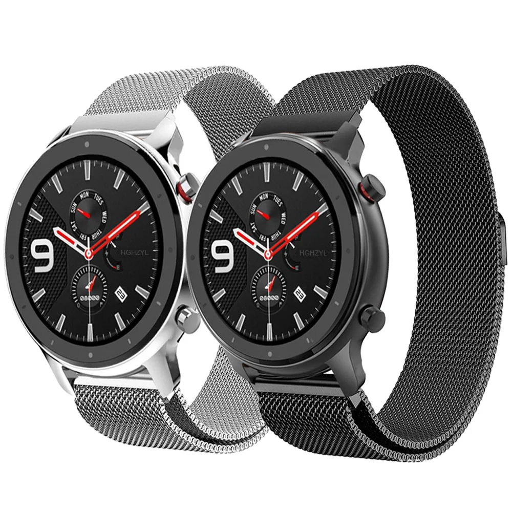 Металлический ремешок Milanese Loop для Xiaomi Huami AMAZFIT Bip 20 мм 22 Amazfit GTR 47 Stratos 2 2s