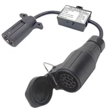 

1pc US Vehicle 7-Way Plug To European 13-Pin Round Connector Trailer Light Converter Exterior Accessories