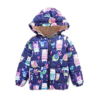 

1-6 Year Baby Girls Boys Graffiti Light Kids Jacket Hood Cotton Down Coat Winter Children Jacket Warm Toddler Outerwear D07214