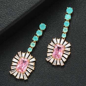 

LARRAURI Luxury AAA Cubic Zircon Rose Gold Color Water Drop Crystal Big Drop Dangle Earrings For Brides Women Wedding Jewelry