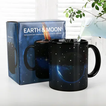 

Cosmic Starry Sky Solar system ceramic color changing Cup heating water color changing mug Earth Cup ceramic Cup gift Hot Sale