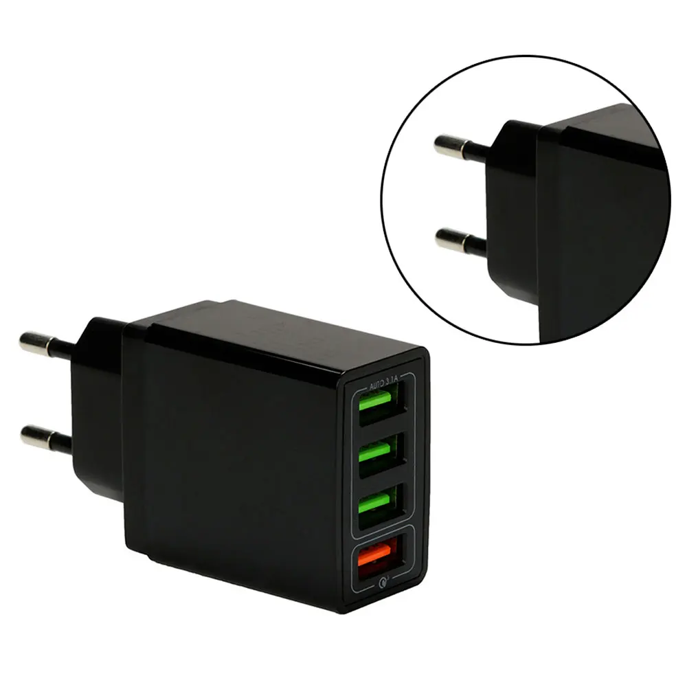 Универсальный QC 3,0 4-Порты и разъёмы USB Мощность адаптер для смартфона или планшета цифровой Камера AC 100-240V для iPhone 8/X/XS/XR samsung huawei