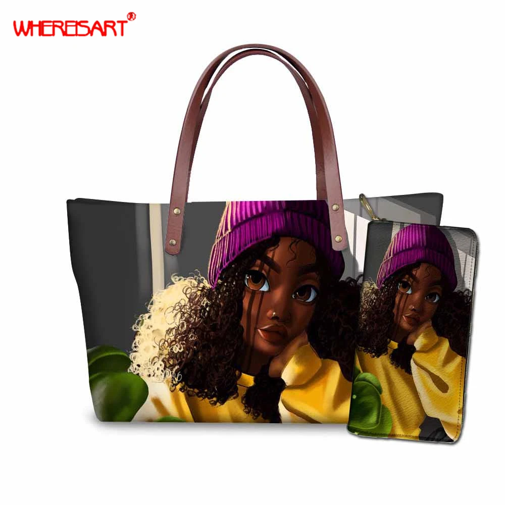 

WHEREISART Woman Shoulder Bags Brand African Handbags for Women Afro Girls Bag Designer Messenger Bag High Quality Mujer Bolsas