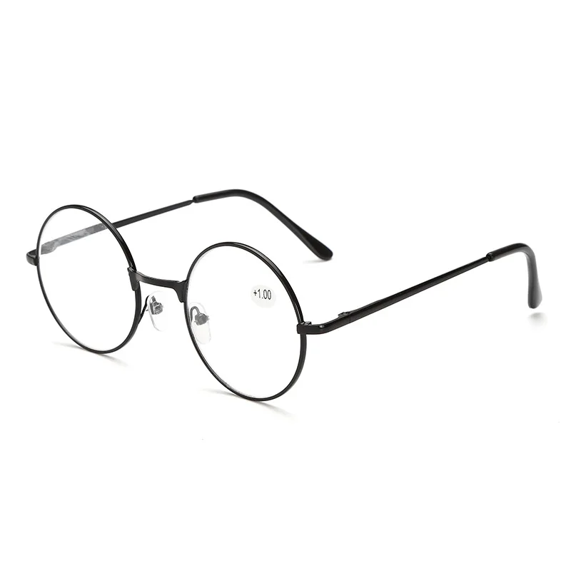 BEGLEITET2019 дамы бренд дизайнер металлическая рамка для чтения ретро круглые очки для чтения - Цвет оправы: Black