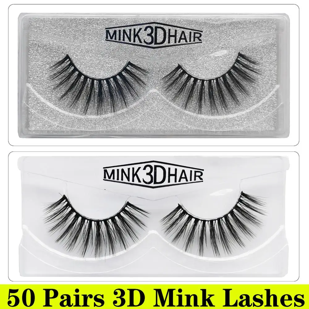 

50 Pairs 3D mink Eyelashes Wholesale Natural Long 3d Mink Lashes Hand Made Makeup False Eyelashes Eye Lashes 803-50Pairs