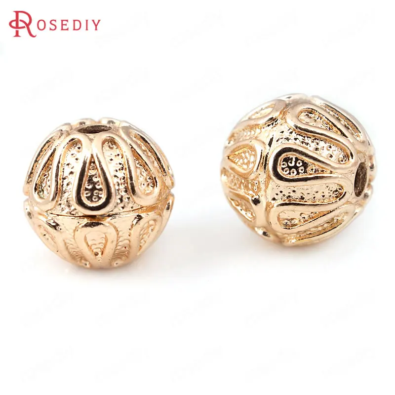 

8PCS 12.8x13.3MM 24K Champagne Gold Color Plated Brass Round Spacer Beads Bracelet Beads High Quality Diy Jewelry Accessories