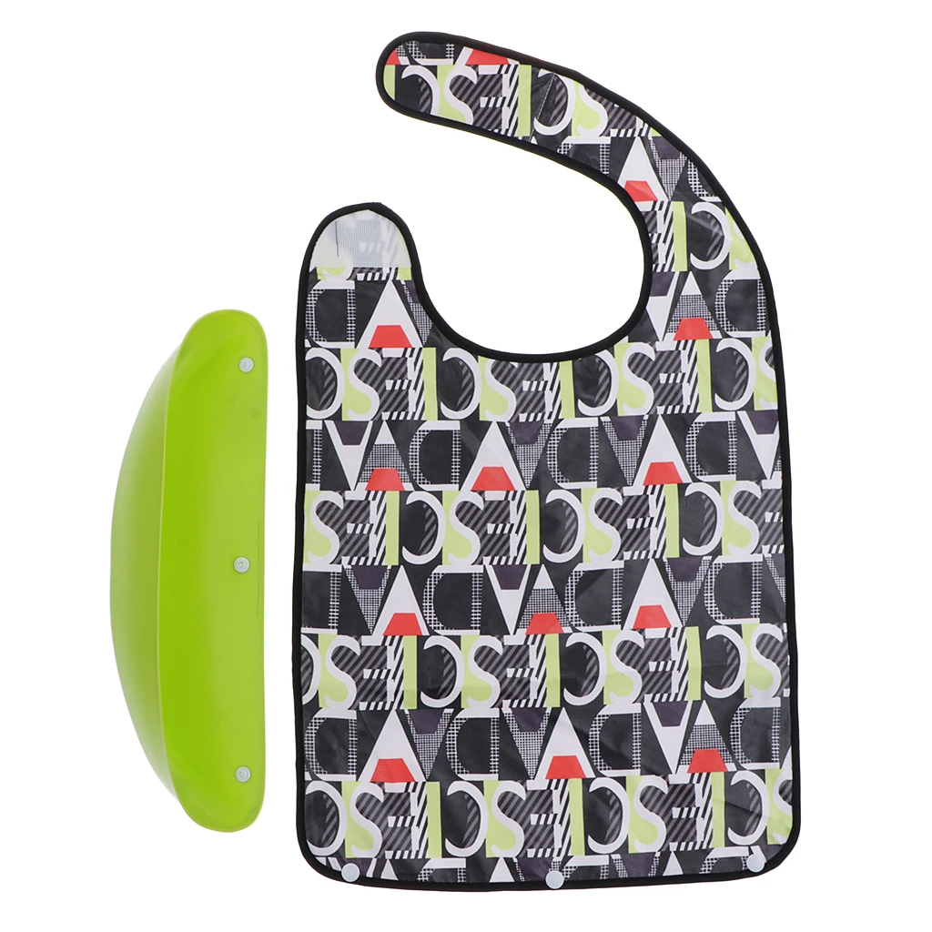 Anti-oil Large Adult Bib Clothes Protector Waterproof with Food Catcher Pocket Wipe Clean for Home Hospital Patient Elderly Use