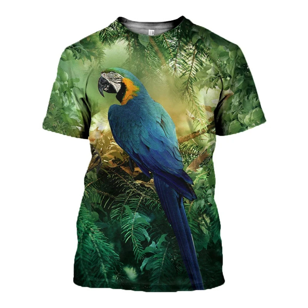 

Parrot Figure Hot Sale 3D Printing T-shirt Men's and Women's Short-sleeved Harajuku T-shirt Street Casual T-shirt