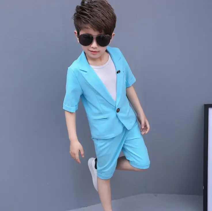 3pcs blue Weoneit/торжественные школьные костюмы для мальчиков на свадьбу; летние детские смокинги для мальчиков; джентльменское платье-пиджак; брюки; костюм из 3 предметов - Цвет: 3pcs blue