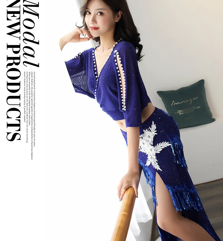 Belly Dance Costume Female Elegant Sequin Tassel Bellydance Dresses Oriental Dance Clothes Belly Dance 2 Piece Set DQL2508