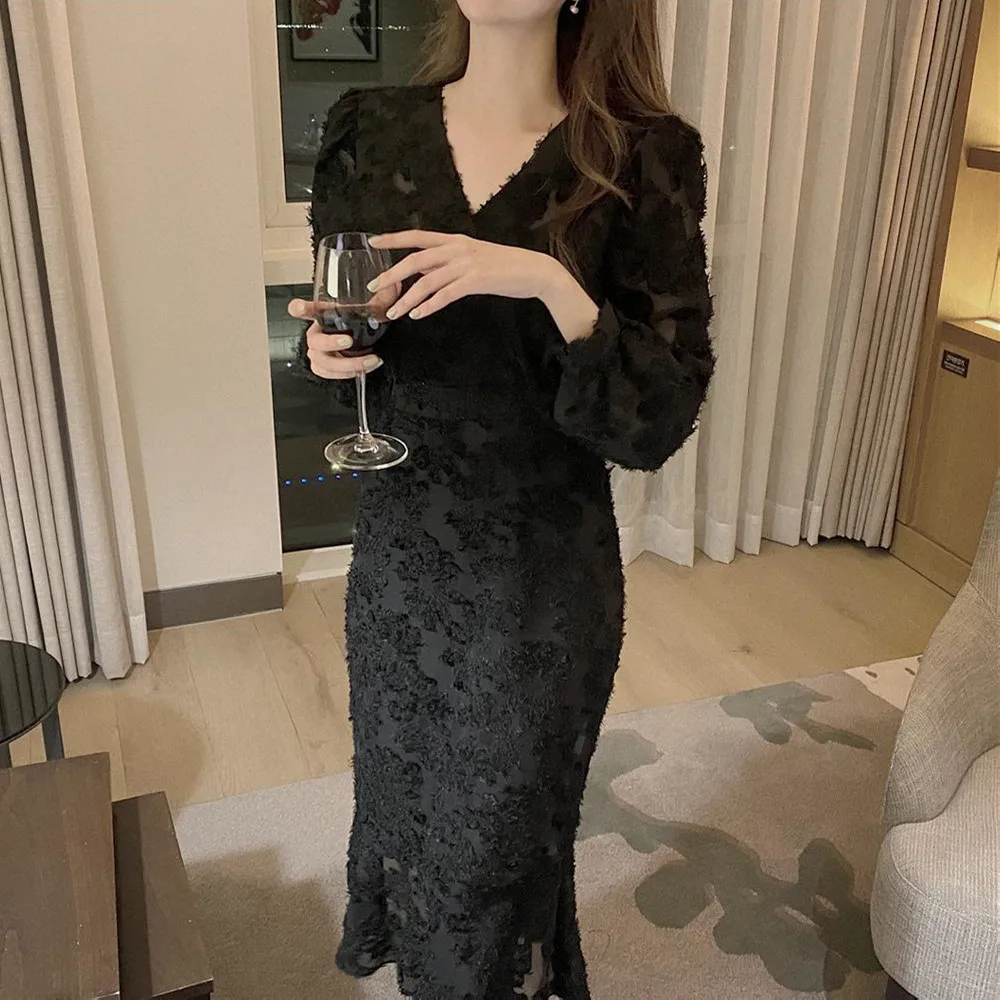 

S-l New New Spring Dress Girls Solid Female Vintage Dress Evening Party Oversize Long Sleeve Women Dresses Robe Vestido